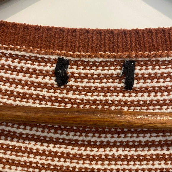 JONES NEW YORK Striped Knit Pullover Sweater Burnt Orange - Picture 6 of 7